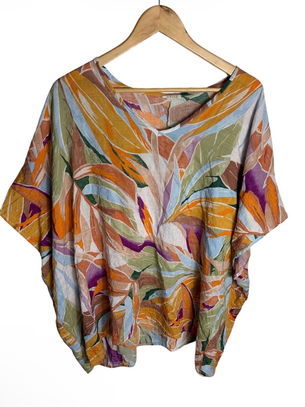 Jodifl cotton lightweight earth tones  foliage boxy blouse size L